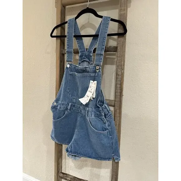 Zara Women’s Denim Short Overall Medium Blue - Picture 6 of 10